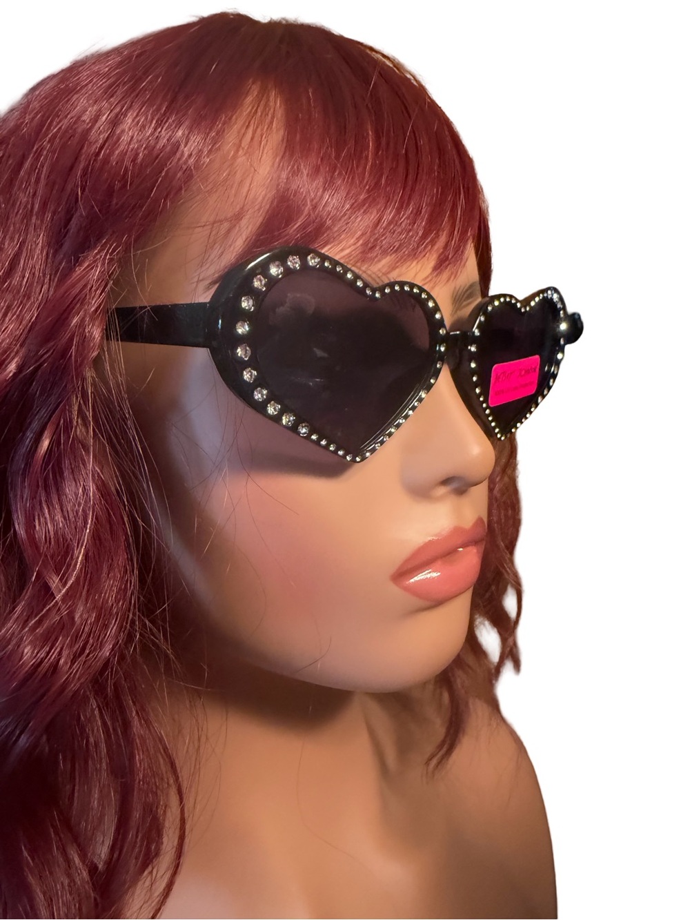 Betsey Johnson NWT Cute Classic Betsey Black Heart Rhinestone Sunglasses (G026) - Picture 2 of 8